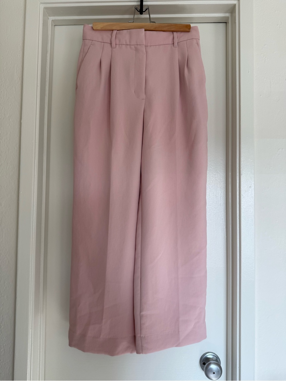 Aritzia Wilfred Blush Wide-Leg Pleated Trousers